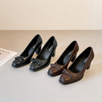 Damen Elegante Pumps mit modischem Schleifenakzent und blockiertem Absatz