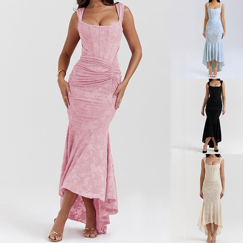 Damen Elegantes Maxikleid mit raffinierten Rüschen und schmeichelndem Schnitt R&B