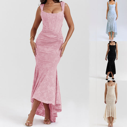 Damen Elegantes Maxikleid mit raffinierten Rüschen und schmeichelndem Schnitt R&B