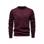 Herren Strickpullover mit strukturiertem Rautenmuster und klassischem Rundhalsausschnitt