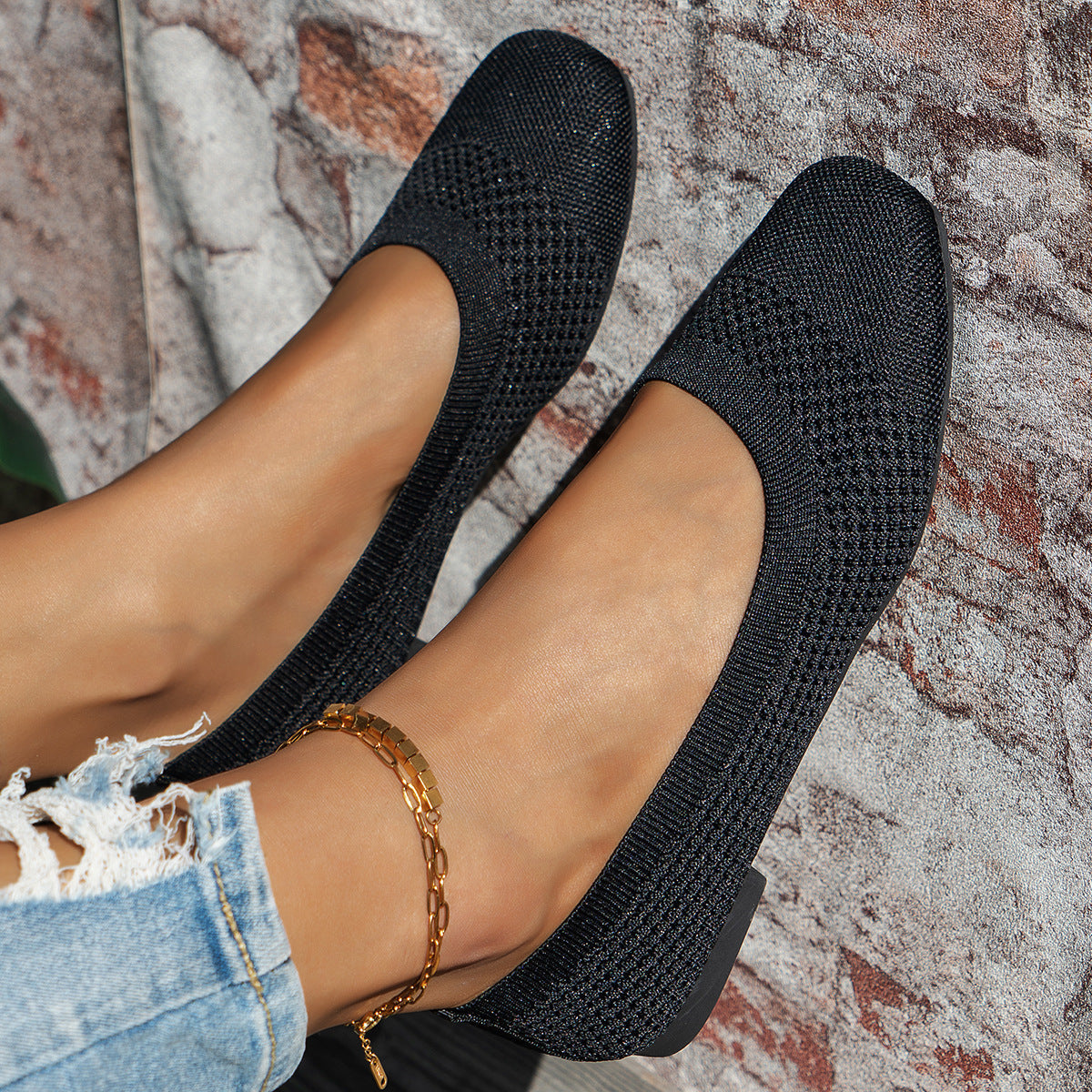 Damen Stylish und bequeme Ballerinas mit elastischem Obermaterial R&B