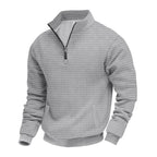 Herren nan Waffelstrick-Halbzip-Pullover mit Stehkragen und elastischem Saum R&B