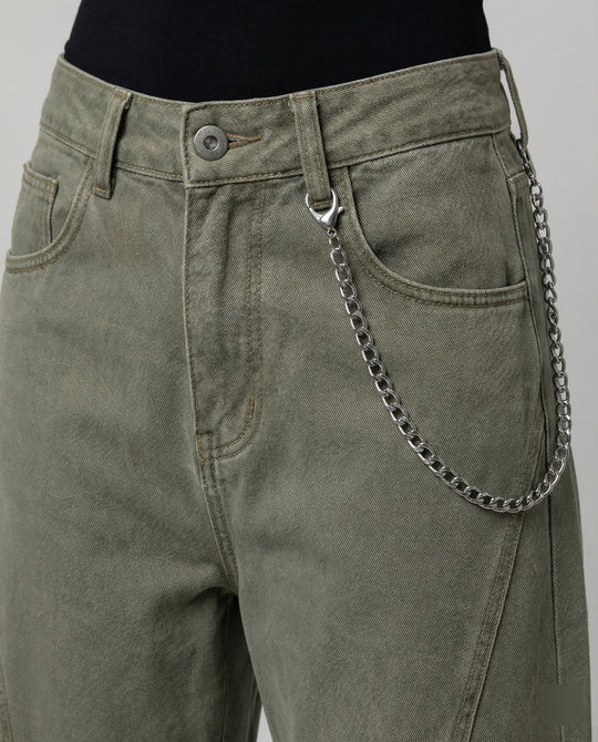 Damen extraweite Baggy-Cargo-Palazzo-Hose mit niedrigem Bund, markanten Teilungsnähten und großen Klappentaschen R&B