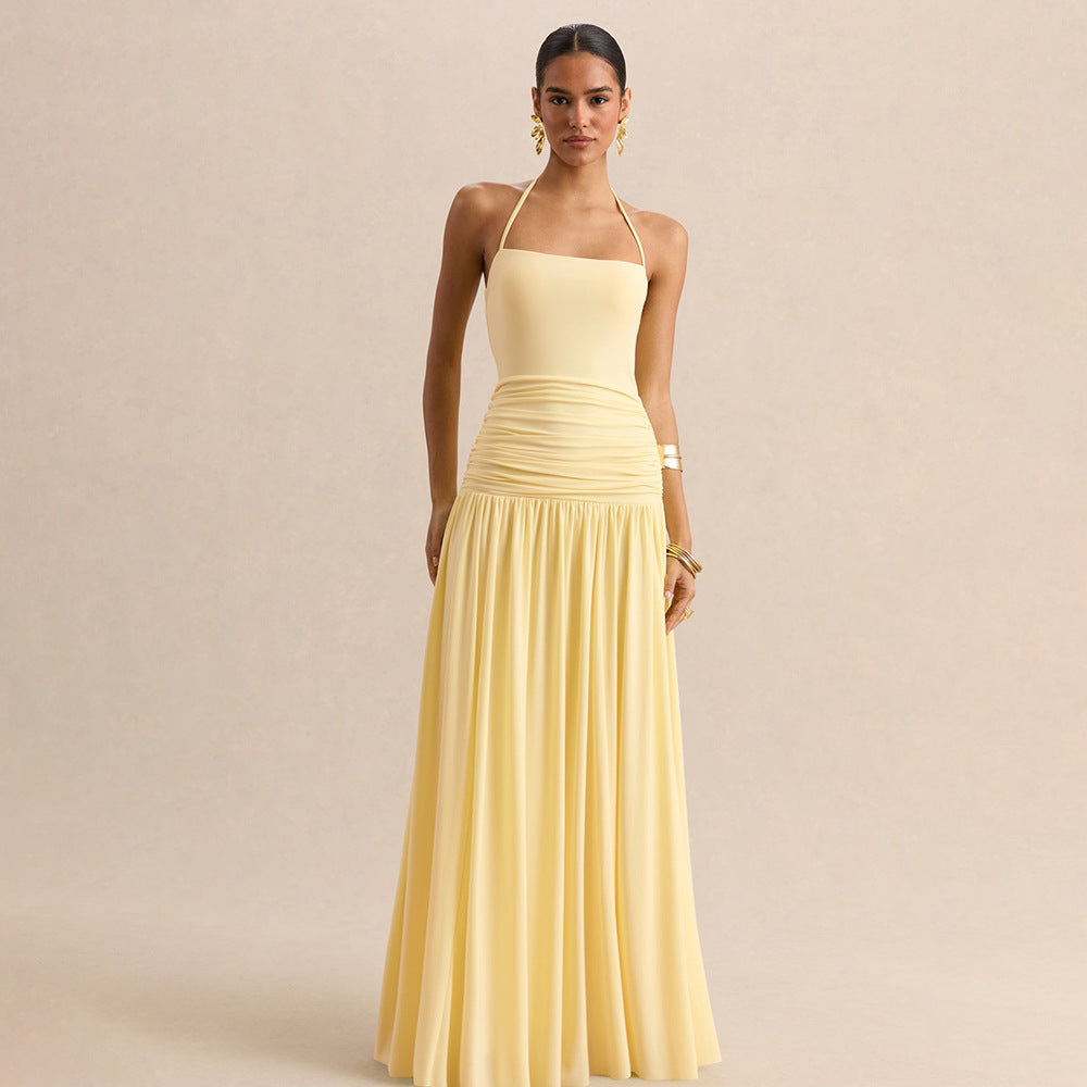 Damen Elegantes Abendkleid mit Off-Shoulder-Design und Fließendem Cape R&B