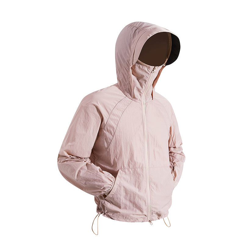 Unisex nan leichte wind- und wasserabweisende Kapuzenjacke mit verstellbarem Saum und Packsack R&B