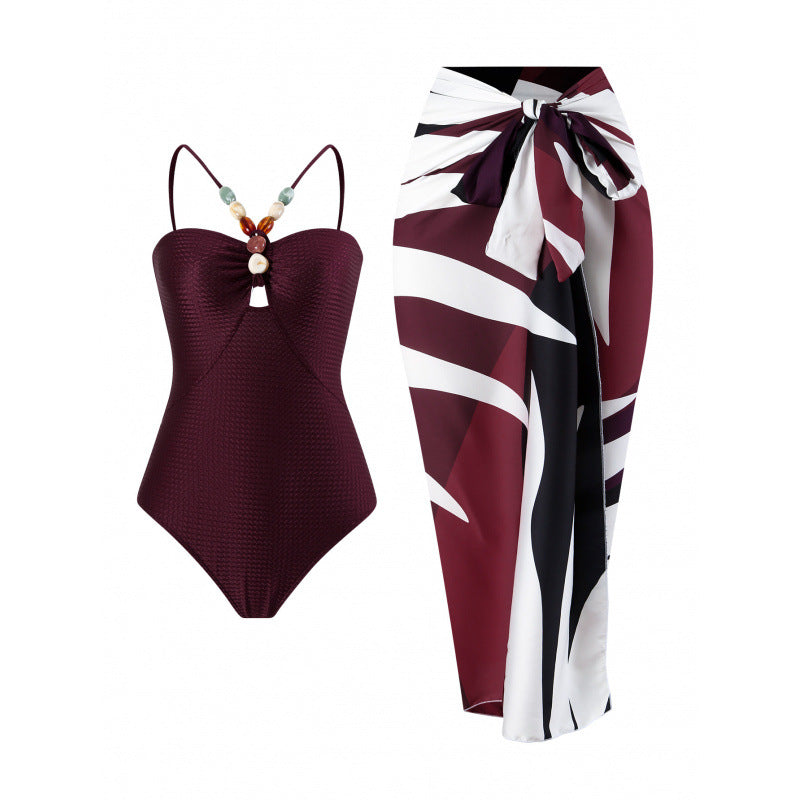 Damen Bandeau-Badeanzug mit asymmetrischem Rock R&B