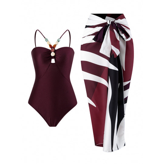 Damen Bandeau-Badeanzug mit asymmetrischem Rock R&B