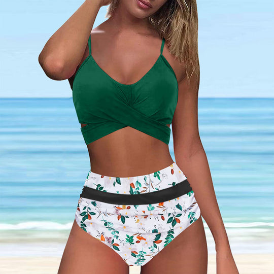 Damen High-Waist Bikini Set mit modischem Wickel-Oberteil R&B