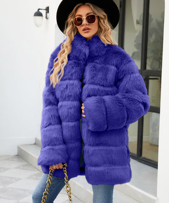 Damen Bequemer Kunstfellparka mit breitem Kragen und weichen Details R&B