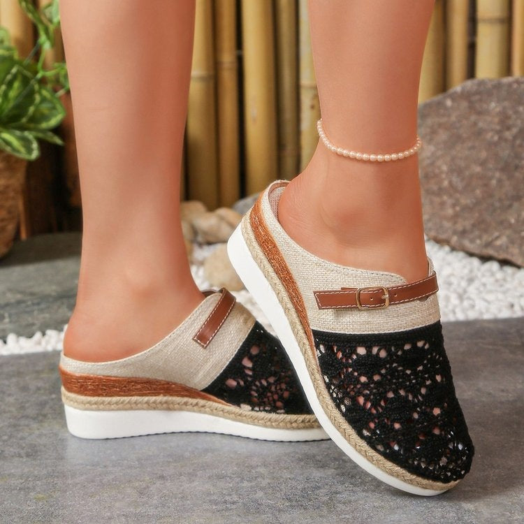 Damen Komfortable und elegante Clogs mit luftiger Häkelstruktur R&B