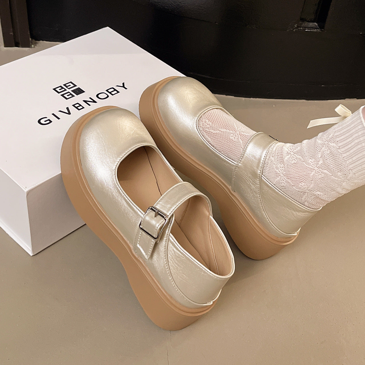 Damen elegante Mary Jane Schuhe mit funkelndem Design R&B