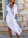 Damen Luftiges Strandkleid mit langen Ärmeln und praktischen Taschen R&B