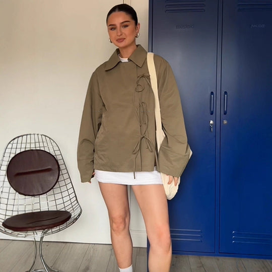 Damen lässige Windjacke mit verstellbarem Kordelzug R&B