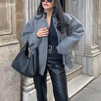 Damen Oversize Softshell-Jacke mit großem Kragen und praktischen Taschen R&B