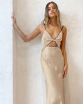 Damen Langes Kleid mit raffiniertem Ausschnitt und figurbetontem Design