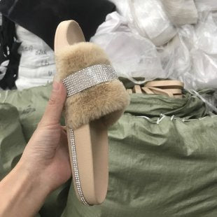 Damen Glamouröse Hausschuhe mit funkelnden Strass-Applikationen R&B