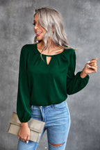 Damen Elegante Bluse mit leichtem V-Ausschnitt und Puffärmeln R&B