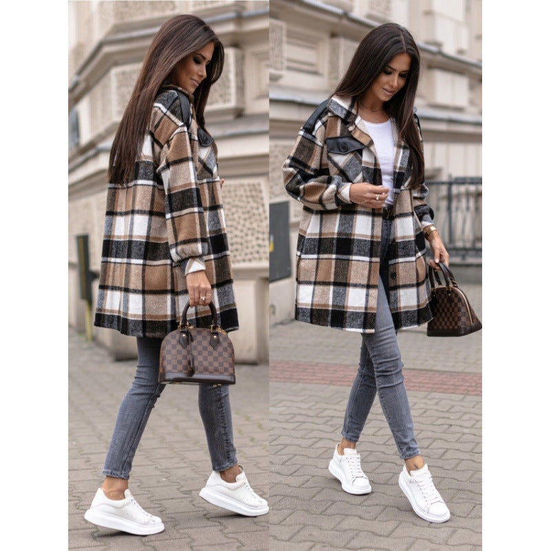 Damen Oversized Karierter Hemdjacke R&B