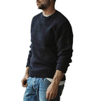 Herren strukturiertes Strickpullover mit feinem Wellenmuster
