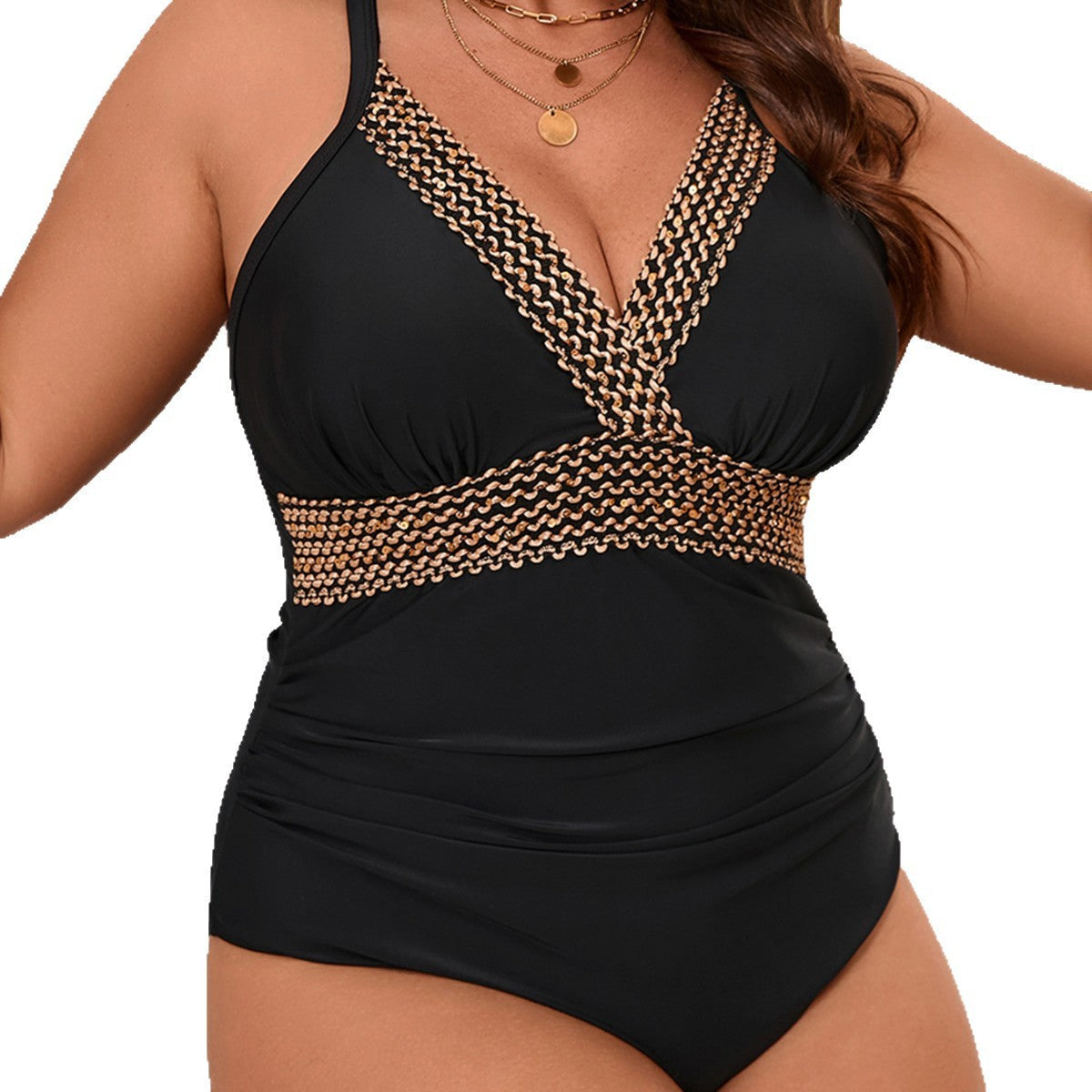 Damen Eleganter Badeanzug mit verziertem Bund R&B