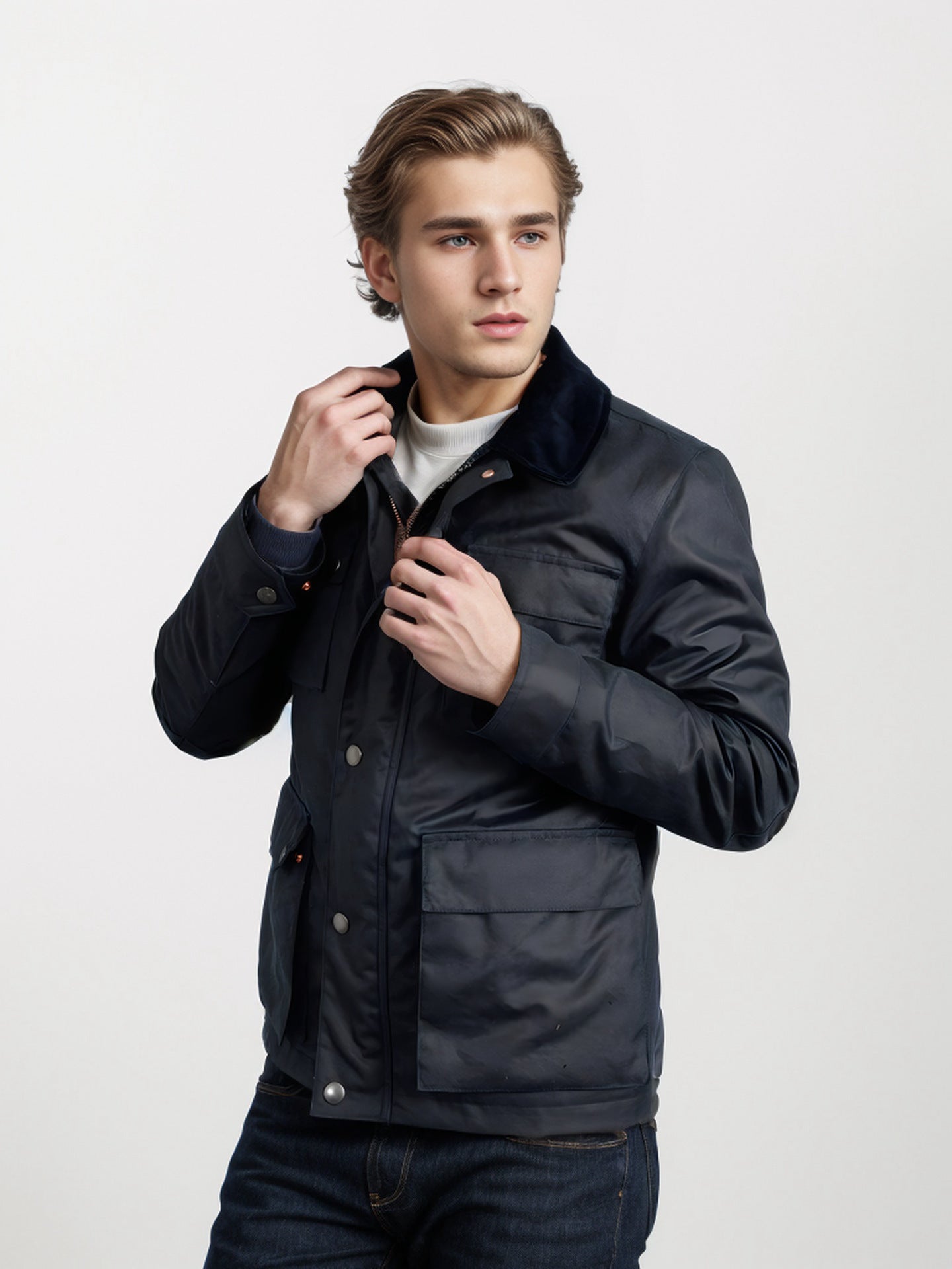 Herren funktionale Sportjacke mit praktischen Taschen und hochschließendem Kragen R&B