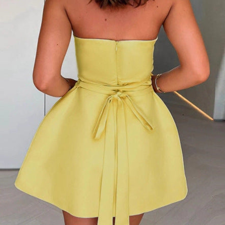 Damen Bandeau-Kleid mit voluminösem Rock und figurschmeichelndem Schnitt R&B