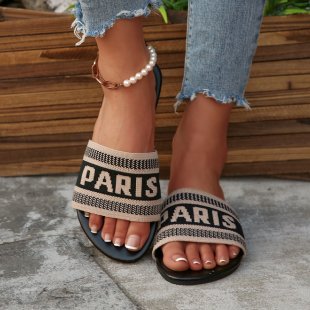 Damen Stylish Slide-Sandalen mit modischem Schriftzug R&B