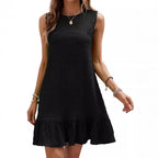 Damen lässiges Kleid mit Rüschensaum und strukturiertem Stoff R&B