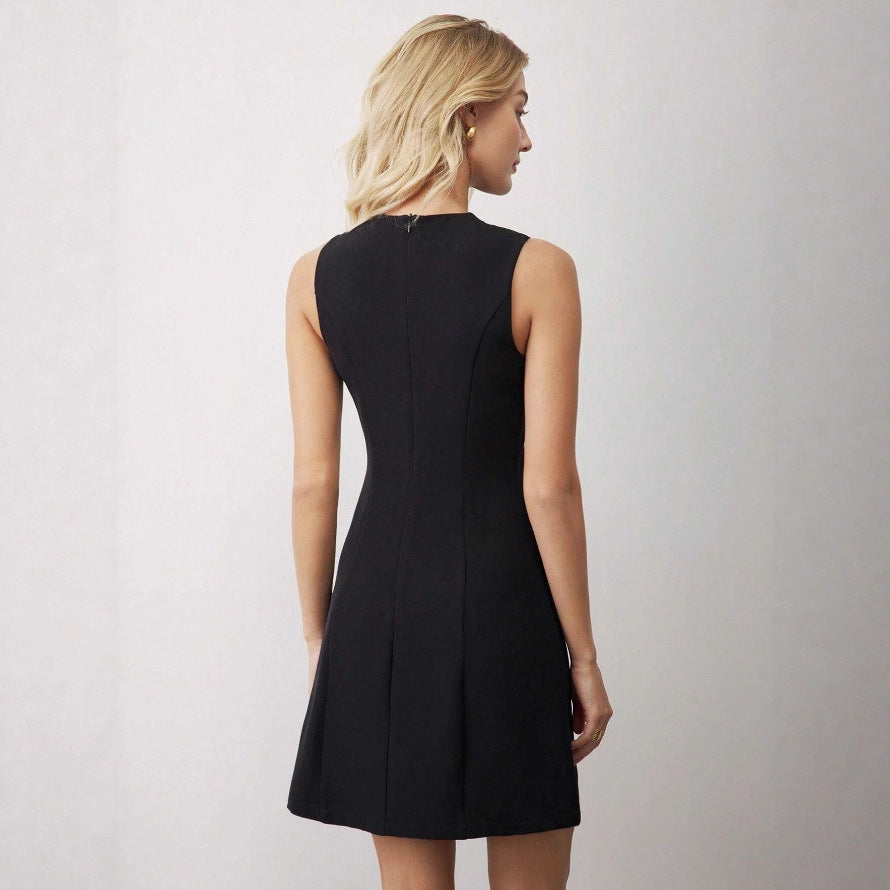 Damen elegantes Etuikleid mit asymmetrischem Schnitt und praktischen Taschen R&B