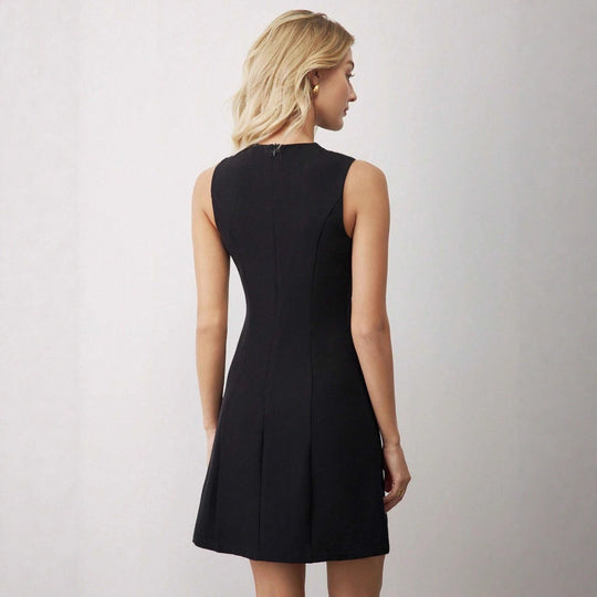 Damen elegantes Etuikleid mit asymmetrischem Schnitt und praktischen Taschen R&B