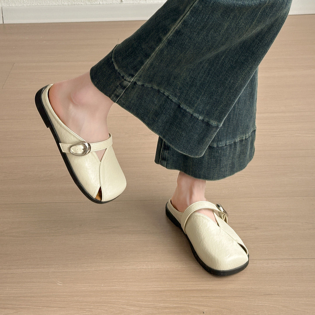 Damen Modische Mules mit verstellbarem Riemen und elastischer Sohle R&B