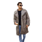 Herren Luxuriöser Kunstpelzmantel mit breitem Kragen R&B