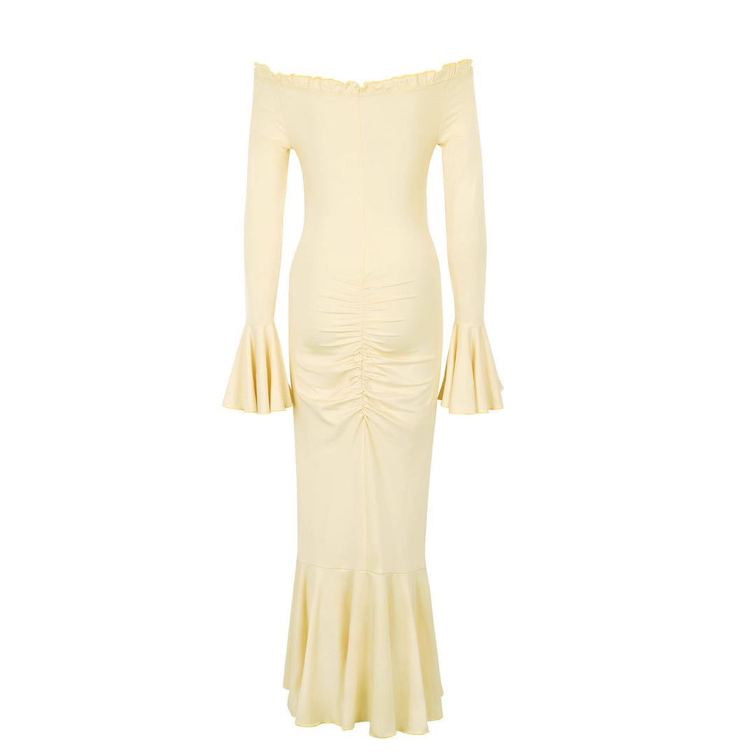 Damen Wickelkleid mit Rüschendetails und charmanten Ärmeln R&B