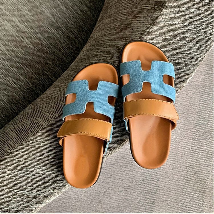 Damen bequeme Kunstleder-Sandalen mit verstellbaren Riemen R&B