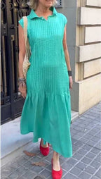 Damen Polo-Maxi-Kleid mit lässigem Schnitt und strukturierter Textur R&B