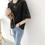 Damen Elegantes Spitzenärmel Top