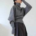 Damen Modischer Stehkragenpullover mit strukturiertem Strickmuster