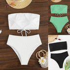 Damen Bandeau-Bikini mit verstellbarem Höschen und raffiniertem Design R&B