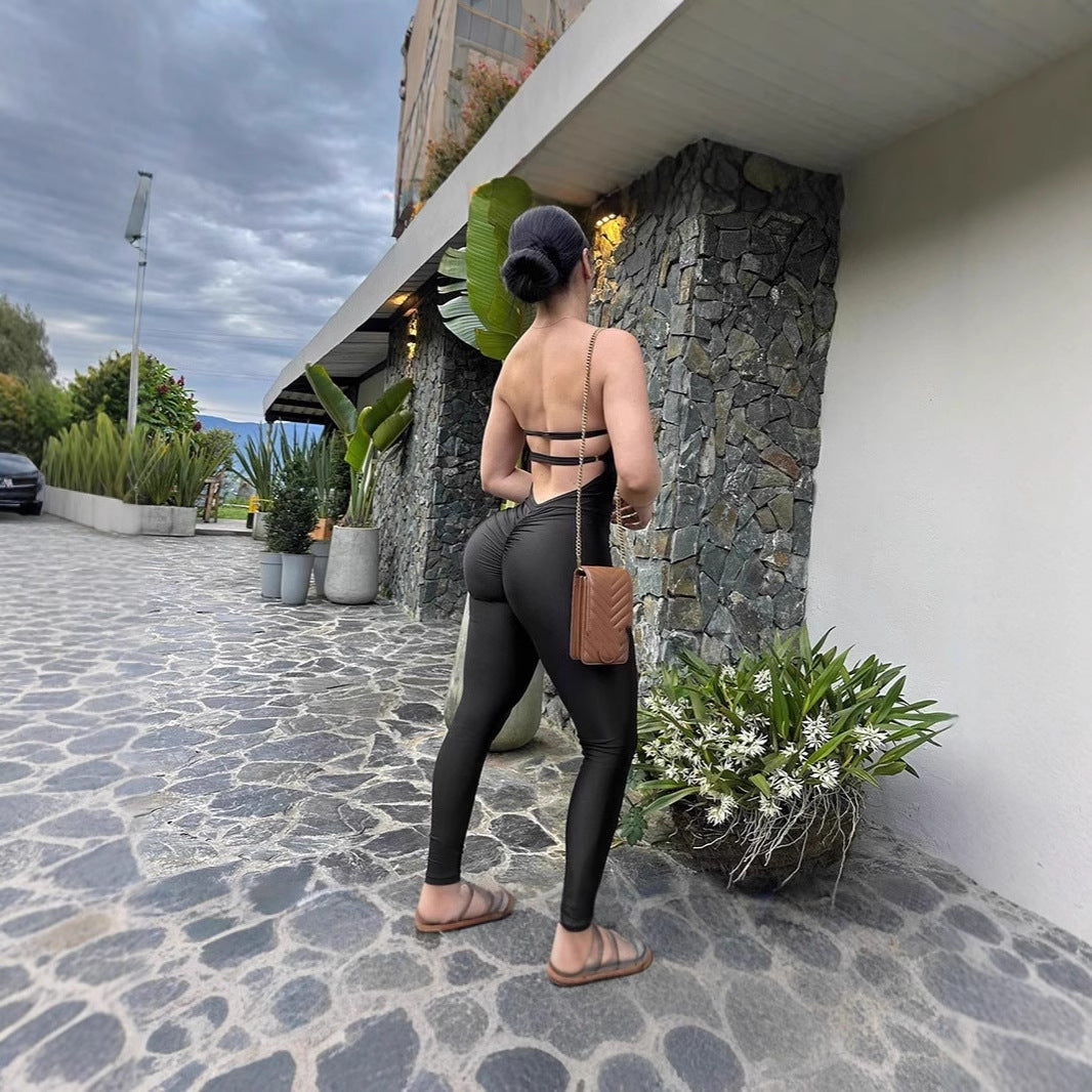 Damen Körperbetonter Jumpsuit mit Bügel-Bustier R&B