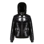 Damen glänzende Winterjacke mit Kapuze – Wasserabweisend & Wärmeisoliert – R&B