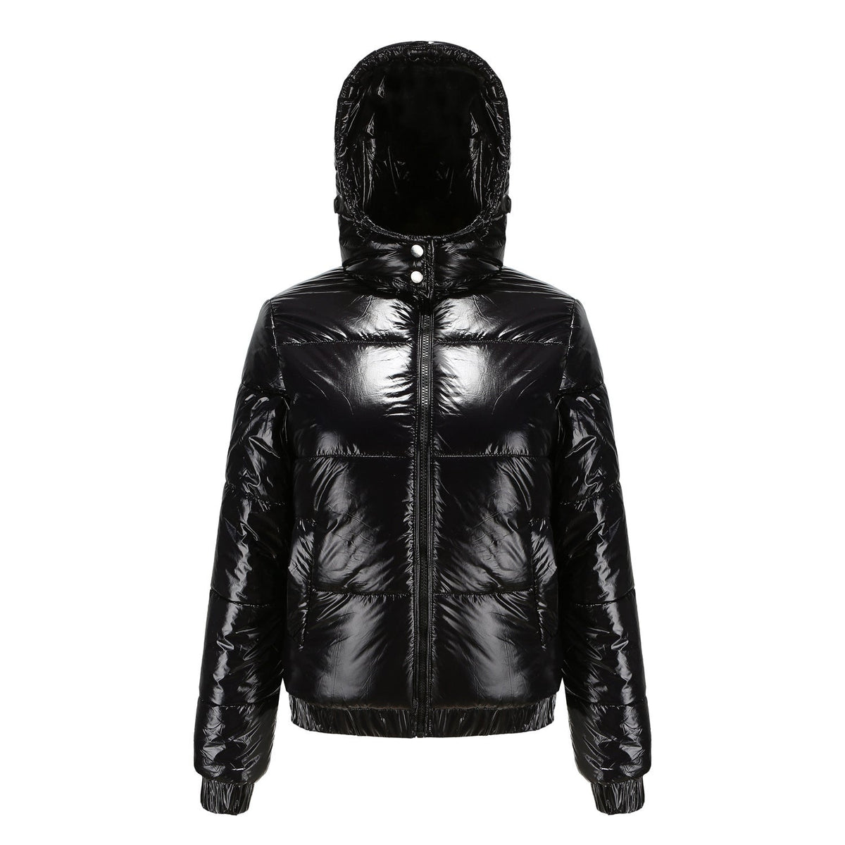 Damen glänzende Winterjacke mit Kapuze – Wasserabweisend & Wärmeisoliert – R&B