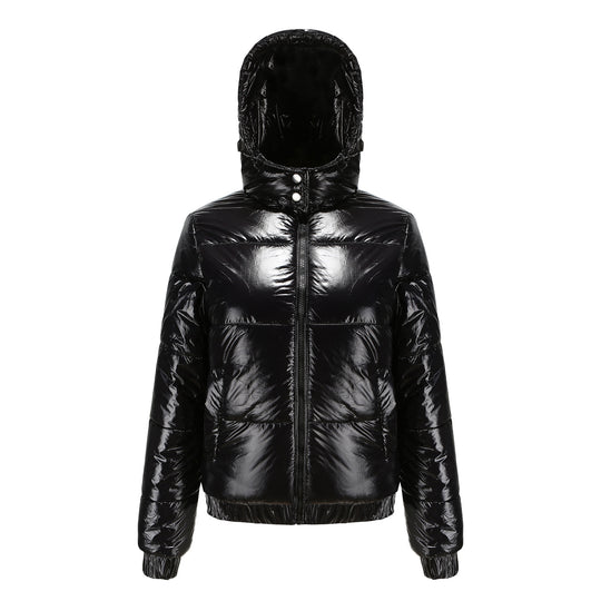 Damen glänzende Winterjacke mit Kapuze – Wasserabweisend & Wärmeisoliert – R&B