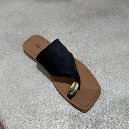 Damen Zehentrenner-Sandalen mit modischem Riemendesign und edlem Akzent R&B