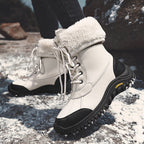 Damen isolierte Winterstiefel mit modischem Kunstfellkragen und rutschfester Sohle R&B