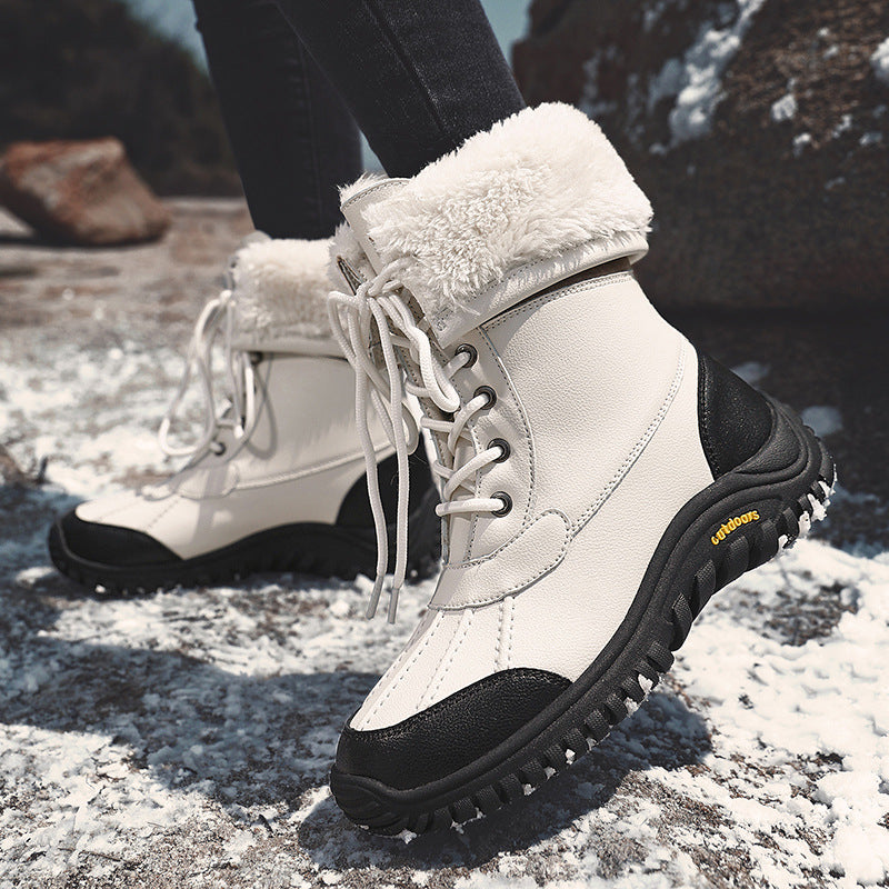 Damen isolierte Winterstiefel mit modischem Kunstfellkragen und rutschfester Sohle R&B