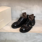 Herren Schnürstiefel mit Dekorativem Riemen von