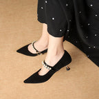 Damen elegante Pumps mit Perlenschmuck R&B