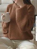 Damen Kuscheliger Strickpullover mit weitem Schnitt und klassischen Rippdetails