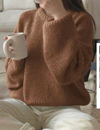 Damen Kuscheliger Strickpullover mit weitem Schnitt und klassischen Rippdetails