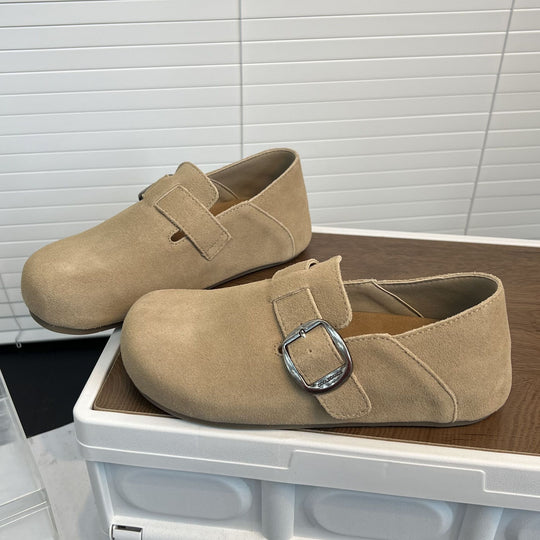 Damen Komfortable Clogs aus feinem Wildleder mit dekorativem Schnallenverschluss R&B